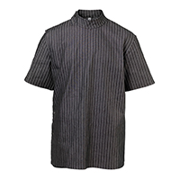 Mens 100% Cotton Denim Woven Barber Jacket, with Pinstripes Pattern